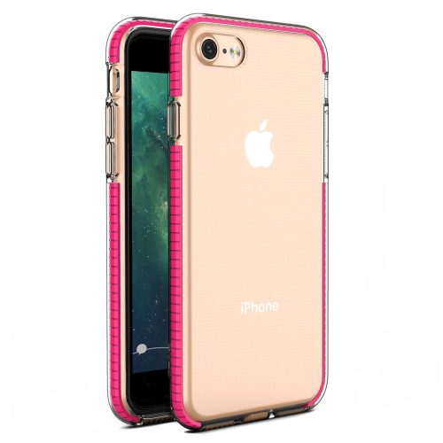 Husa Spring Case pentru Apple iPhone 7/8/SE 2020, TPU transparent cu margini roz