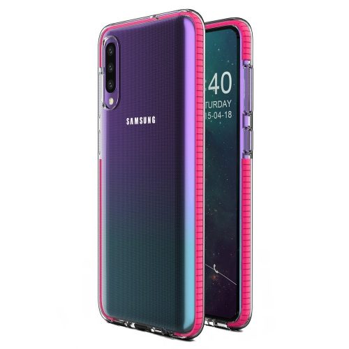 Husa Spring Case pentru Samsung Galaxy A50/A30s, TPU transparent cu margini roz