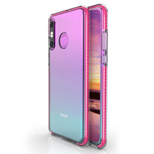 Husa Spring Case pentru Huawei P Smart 2019, TPU transparent cu margini roz inchis