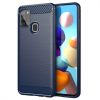 Husa de protectie Carbon Stripe pentru Samsung Galaxy A21s, silicon moale, albastru inchis