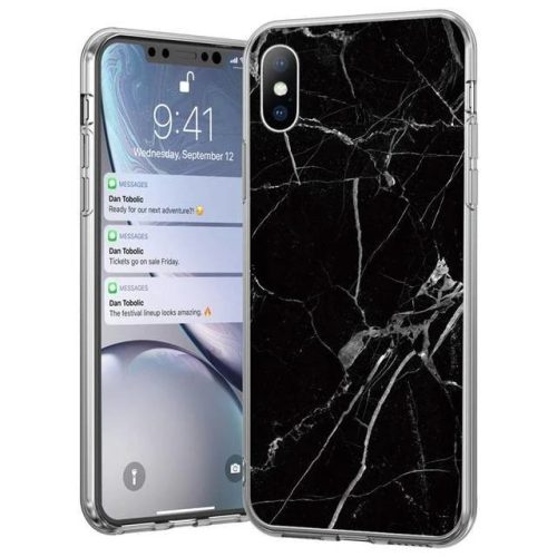 Husa Wozinsky Marble pentru Apple iPhone 12 / 12 Pro, model marmura, neagra