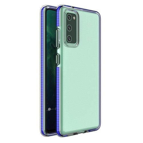 Husa Spring Case pentru Samsung Galaxy S20 FE, TPU transparent cu margini albastru inchis