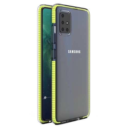 Husa Spring Case pentru Samsung Galaxy M51, TPU transparent cu margini galbene