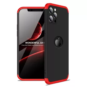   Husa Full Cover GKK (fata + spate) pentru Apple iPhone 12 Pro, negru cu rosu