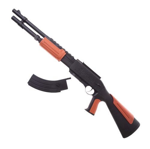Pusca de jucarie, incarcator cu aspect realist, lungime 75 cm, 18+ ani, bile 6 mm, plastic