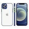 Husa Milky Case pentru Apple iPhone 12 Pro Max, mat transparent, margini albastru inchis