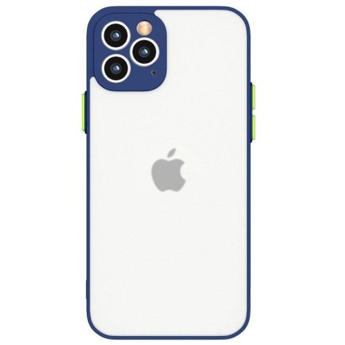 Husa Milky Case pentru Apple iPhone 13 Pro, mat transparent, margini albastru inchis