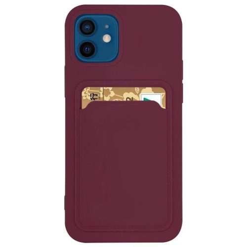Husa protectie Card Case pentru Apple iPhone X/XS, buzunar pentru carduri/cartele, rosu burgundy
