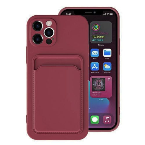 Husa Apple iPhone 11 Pro, Card Case, protectie camera, buzunar pentru carduri/cartele, rosu burgundy