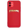 Husa protectie Card Case pentru Apple iPhone 12 Mini, buzunar pentru carduri/cartele, rosie