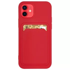  Husa protectie Card Case pentru Apple iPhone 12 Mini, buzunar pentru carduri/cartele, rosie