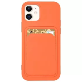   Husa Apple iPhone 12 Mini, Card Case, suport pentru carduri/cartele, portocalie