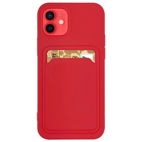 Husa protectie Card Case pentru Apple iPhone 12 Pro, buzunar pentru carduri/cartele, rosie