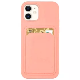   Husa protectie Card Case pentru Apple iPhone 12 Pro, buzunar pentru carduri/cartele, roz pal