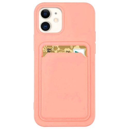 Husa protectie Card Case pentru Apple iPhone 12 Pro, buzunar pentru carduri/cartele, roz pal