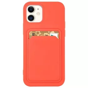   Husa protectie Card Case pentru Apple iPhone 12 Pro, buzunar pentru carduri/cartele, rosu deschis