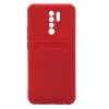 Husa Xiaomi Redmi 9, Card Case, protectie camere, buzunar pentru carduri/cartele, rosie