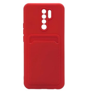   Husa protectie Card Case pentru Xiaomi Redmi 9, buzunar pentru carduri/cartele, rosie