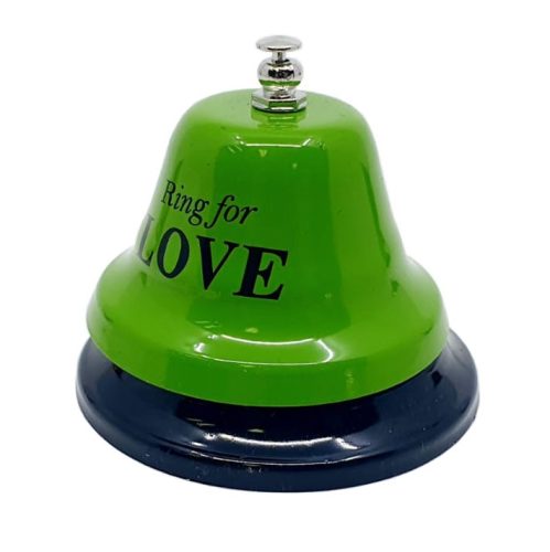 Sonerie metalica distractiva, cu mesaj "Ring for love", verde