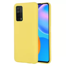   Husa Huawei P Smart 2021 Luxury Silicone, catifea in interior, galbena