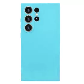   Husa Samsung Galaxy S23 Ultra, Luxury Silicone, catifea in interior, protectie camere, albastru deschis