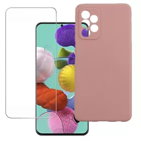   Set folie si husa Huawei P30 Lite, sticla transparenta si Matt TPU, roz pal