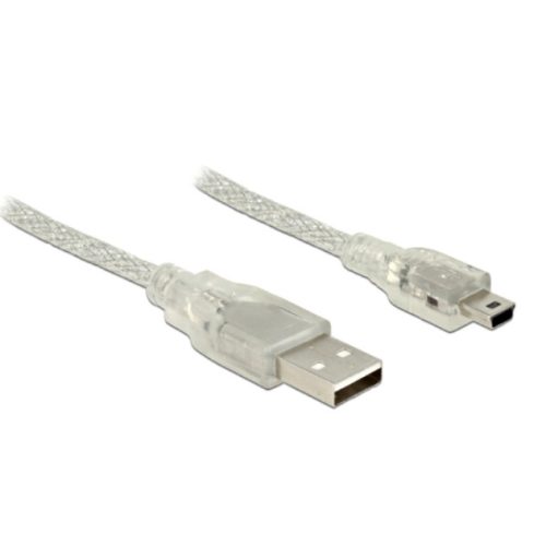 Cablu USB 2.0 to MiniUSB, 15 cm, alb/transparent