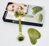 Set rola masaj facial AORLIS  A0-50041, Gua Sha, piatra de jad, pentru fata si corp, anti-rid, verde