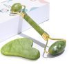 Set rola masaj facial AORLIS  A0-50041, Gua Sha, piatra de jad, pentru fata si corp, anti-rid, verde