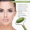 Set rola masaj facial AORLIS  A0-50041, Gua Sha, piatra de jad, pentru fata si corp, anti-rid, verde