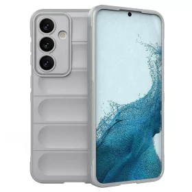   Husa Samsung Galaxy A15, Wave Silicone, protectie camera, catifea in interior, smoke gray