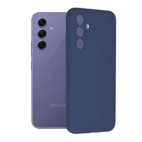   Husa Samsung Galaxy A16 5G, Luxury Silicone, protectie camera, catifea in interior, albastru inchis