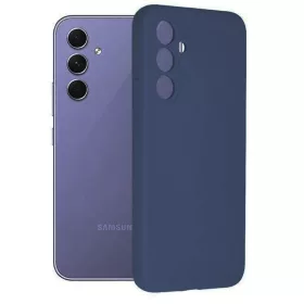   Husa Samsung Galaxy A14 5G, Luxury Silicone, protectie camera, catifea in interior, albastru inchis
