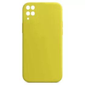   Husa Samsung Galaxy A12 Luxury Silicone, catifea in interior, protectie camere, galben