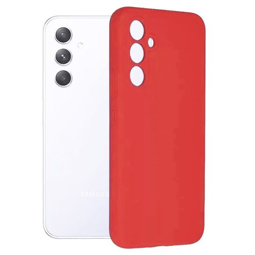 Husa Samsung Galaxy S24, Luxury Silicone, protectie camera, catifea in interior, rosie
