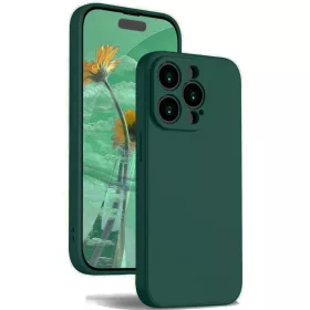   Husa Apple iPhone 13 Pro Max, Luxury Silicone, catifea in interior, protectie camere, verde inchis