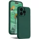 Husa Apple iPhone 13 Pro Max, Luxury Silicone, catifea in interior, protectie camere, verde inchis
