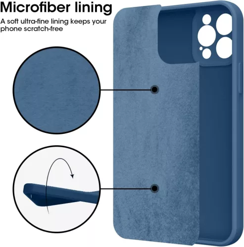 Husa Apple iPhone 13 Pro Max, Luxury Silicone, catifea in interior, protectie camere, verde inchis