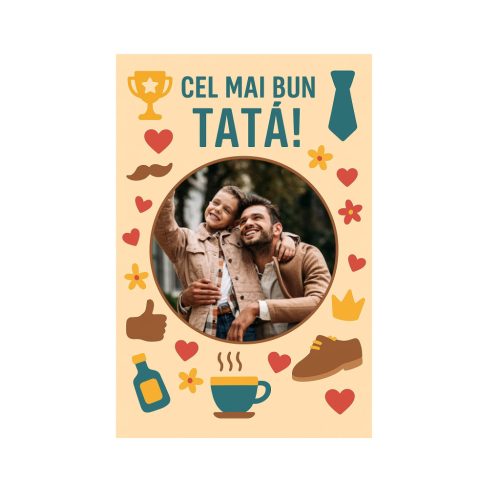 Fotografie magnetica personalizata, 10 x 15 cm, rama Cel mai bun tata!