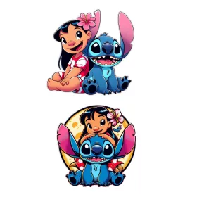   Set 2 stickere pentru tricouri sau alte materiale textile albe, termo aplicabile, model Stitch
