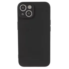   Husa Apple iPhone 15, Luxury Silicone, catifea in interior, protectie camere, neagra