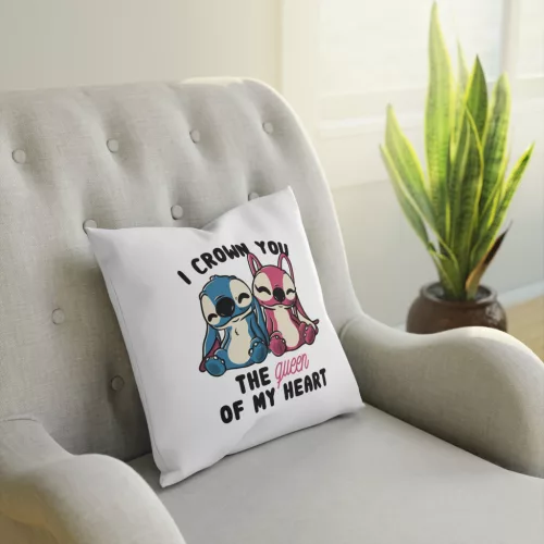 Perna decorativa personalizata, 40 x 40 cm, alba, mata, husa detasabila, model 3