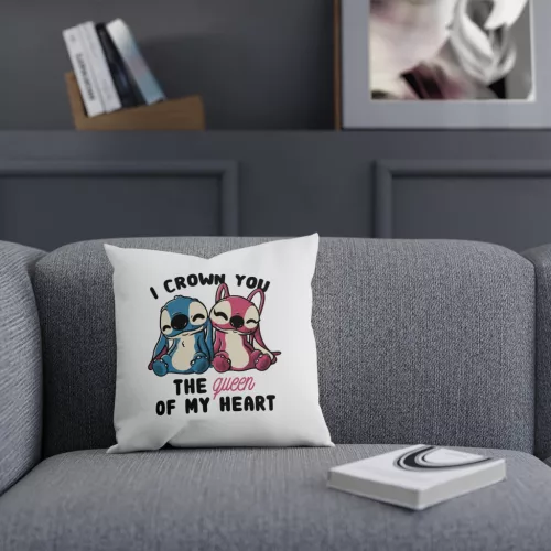 Perna decorativa personalizata, 40 x 40 cm, alba, mata, husa detasabila, model 3