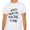 Tricou personalizat alb, copii/adulti, design Anti Social Social Club, modal, diverse marimi