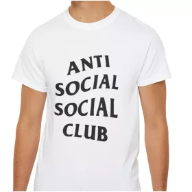   Tricou personalizat alb, copii/adulti, design Anti Social Social Club, modal, diverse marimi