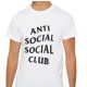 Tricou personalizat alb, copii/adulti, design Anti Social Social Club, modal, diverse marimi