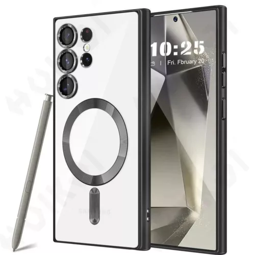 Husa Samsung Galaxy S24 Ultra, Electroplating Magsafe TPU, protectie camera, margini negre