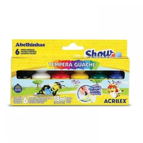   Acuarele Guase Acrilex, 6 culori x 18 ml, capac cu pensula inclusa