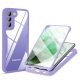 Husa Samsung Galaxy S21 FE, Luxury 360° (fata + spate), protectie camere, mov cu spate transparent 