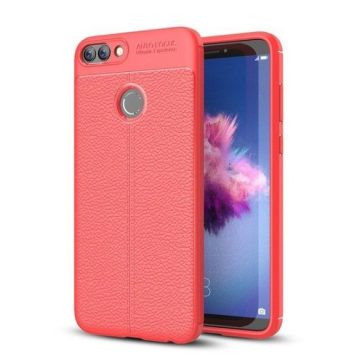   Husa de protectie Huawei P9 Lite 2017, model Litchi, silicon moale, rosu